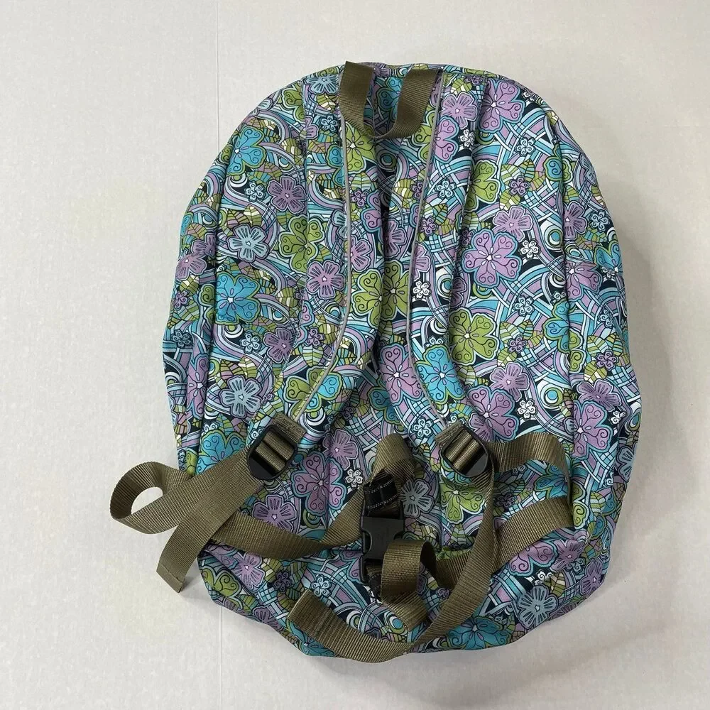 LL Bean Blue Green Purple Floral 70s Design Personalized Backpack Amaya